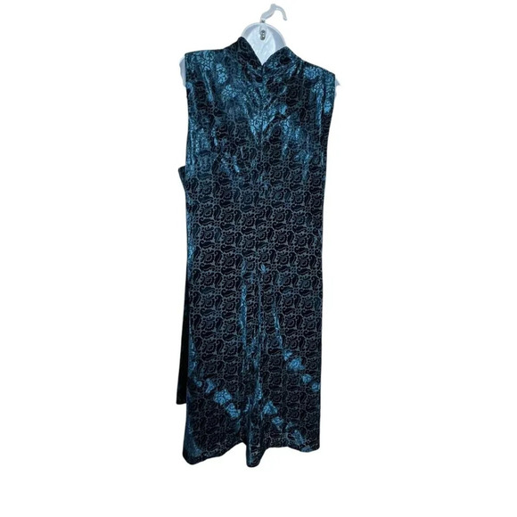 Chico's Size 3 blue Velvet burnout high neck sleeveless dress Chico's size XL - Picture 5 of 9